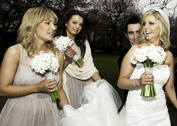 bride with bridesmaids